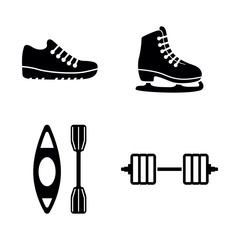 Sport. Simple Related Vector Icons Set for Video, Mobile Apps, Web Sites, Print Projects and Your Design. Black Flat Illustration on White Background.