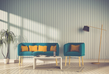 Living room interior in modern style, 3d render