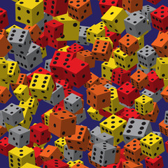 Color Dice Seamless Pattern