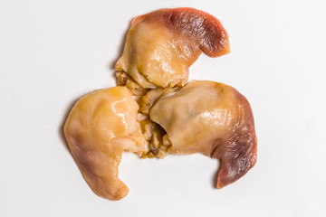 Spisula sachalinensis lie on a white background