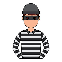 male thief avatar mask cap and striped clothes