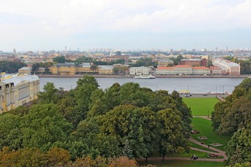 Top view of the canals and houses of St. Petersburg