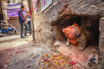 Rat Statue, Hindu Shrine, Kathmandu, Nepal;