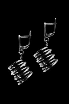 Silver Earrings Isolated