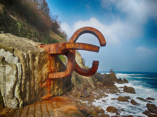Peine de Los Vientos in San Sebastian Seafront. Sculpture by Eduardo Chillida. Feb 2018