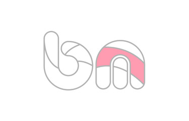 grey pink alphabet letter bm b m company logo design