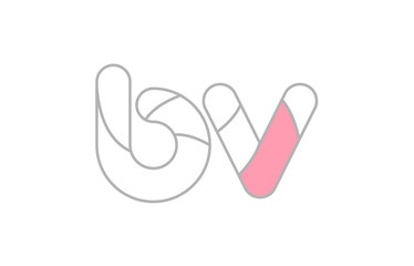 Obraz premium grey pink alphabet letter bv b v company logo design