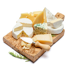 Various types of cheese - parmesan, brie, roquefort, cheddar
