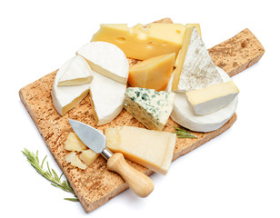 Various types of cheese - parmesan, brie, roquefort, cheddar