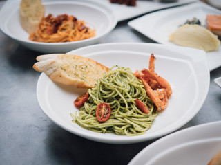 shrimp spaghetti on the dish
