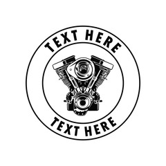 Motorcycle Club Badge Design With Engine And Skull