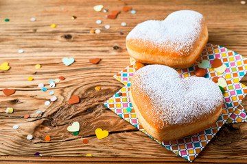 Fototapeta na wymiar Two romantic heart shaped cakes