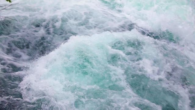 Mountain river water with slow motion closeup