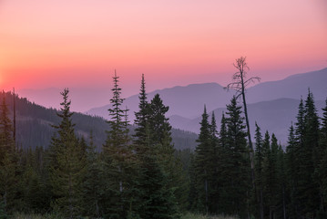 Hazy sunset over the Montana wilderness