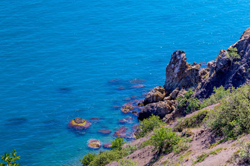 Panoramic image of the Black Sea coast in the Crimea