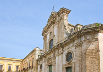 Fototapeta na wymiar The Baroque architectures in the town of Nardò