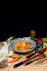 asian food noodles on the table