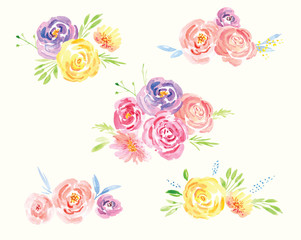 Fototapeta na wymiar Spring Flower Watercolor Clip Art