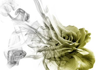 Smoke rose from