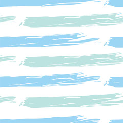 Blue Green Stripe Seamless Brush Paint Pattern with horizontal lines