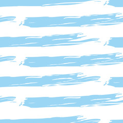 Blue Stripe Seamless Brush Paint Pattern with horizontal lines