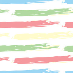 MultiColor Stripe Seamless Brush Paint Pattern with horizontal lines