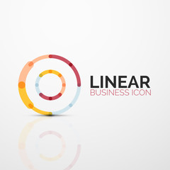 Outline minimal abstract geometric linear business icon made of line segments, elements