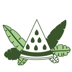 watermelon fresh fruit slice with leafs vector illustration design