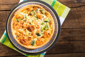 Classic smoked salmon and broccoli quiche