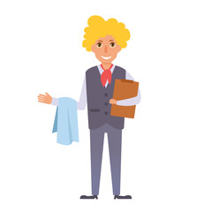 Waiter. Vector. Cartoon. Isolated