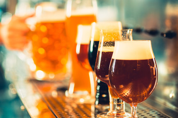 Beer taps in a pub