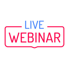 Live webinar. Vector icon, badge illustration on white background. 