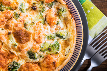 Classic smoked salmon and broccoli quiche