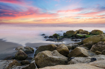 Fototapeta na wymiar Santa Barbara tropical beach sunset