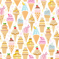 Vector ice cream pattern seamless background illustration