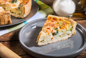 Classic smoked salmon and broccoli quiche