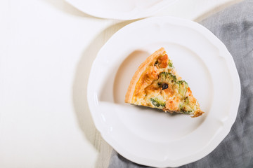 Classic smoked salmon and broccoli quiche