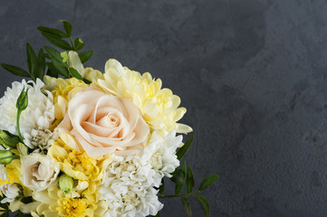 Yellow pink bouquet flowers