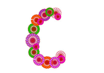 C en lettres colorées