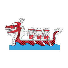 Chinese people on dragon boat icon vector illustration graphic design