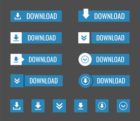 download buttons set in flat, vector illustration