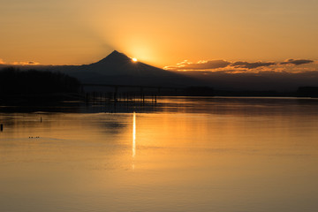 Early morning light over Mt Hood and the Columbia River