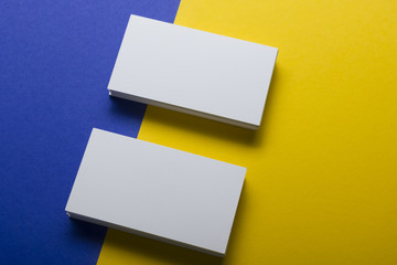 Business cards Mockup on color background. Flat Lay. copy space for text