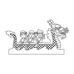 Chinese people on dragon boat icon vector illustration graphic design