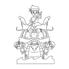 Chinese people on dragon boat icon vector illustration graphic design