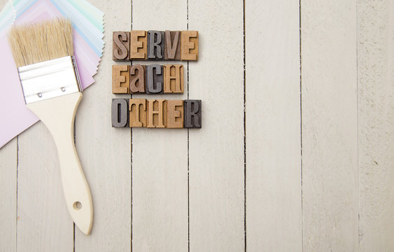 "Serve Each Other" Spelled in Type Set - Serve and Love the Way Jesus Taught Us