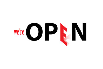 open, text design. Vector calligraphy. Typography poster.