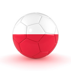 Obraz premium Fußball mit Polen Flagge auf weißem Hintergrund