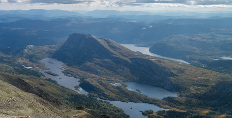 Scandinavian mountains landscape in summer