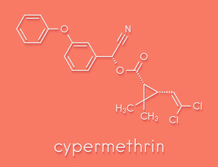 Cypermethrin insecticide molecule. Skeletal formula.